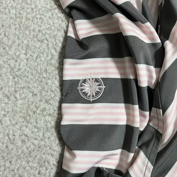 Footjoy Polo Shirt Mens L Stripe Performance Stretch Lightweight Golf Club Logo - Picture 10 of 12